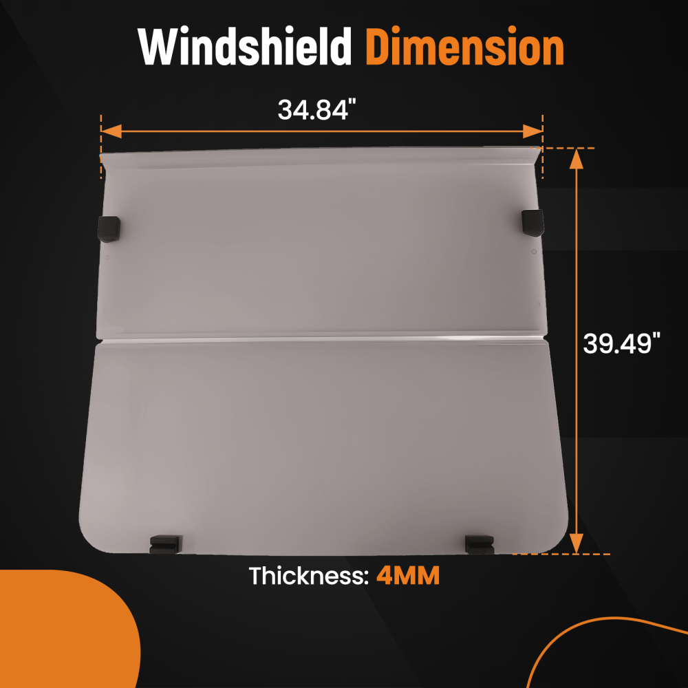 Front Tinted Windshield Windscreen compatible for Yamaha G14 G16 G19 compatible for Golf Cart 95-03 PC 4MM