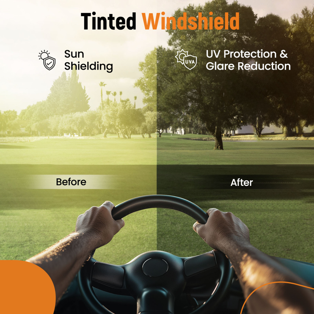 4MM Thick Windshield compatible for EZGO TXT Medalist compatible for Golf Cart 94-14 Smoke Tinted Screen