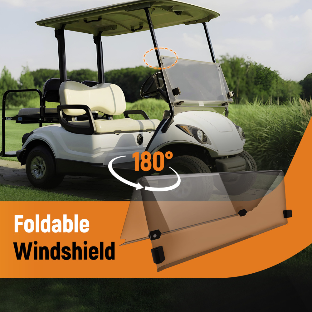 4MM Thick Windshield compatible for EZGO TXT Medalist compatible for Golf Cart 94-14 Smoke Tinted Screen