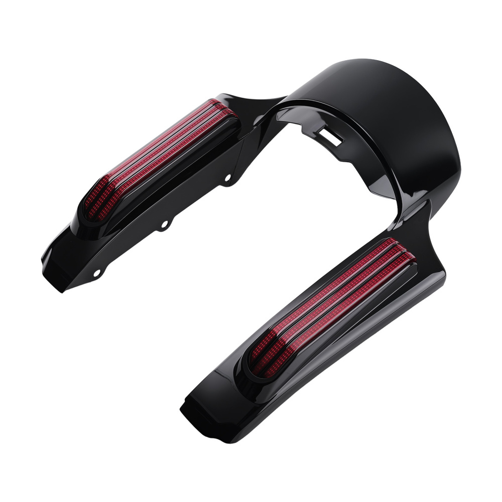 Black ABS LED Fender Fascia compatible for Harley Touring 14+ Rear Tail Light