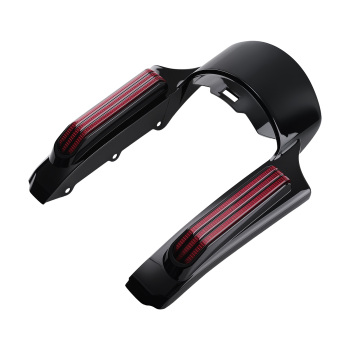 Black ABS LED Fender Fascia compatible for Harley Touring 14+ Rear Tail Light