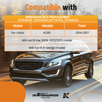 4x Mud Flaps Splash Guard Kit compatible for Volvo XC60 2014-2017 31359689 Protection Black