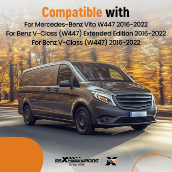 4PCS Mud Flaps Guards compatible for Mercedes Benz Vito W447 2016-2022 FrontRear Black