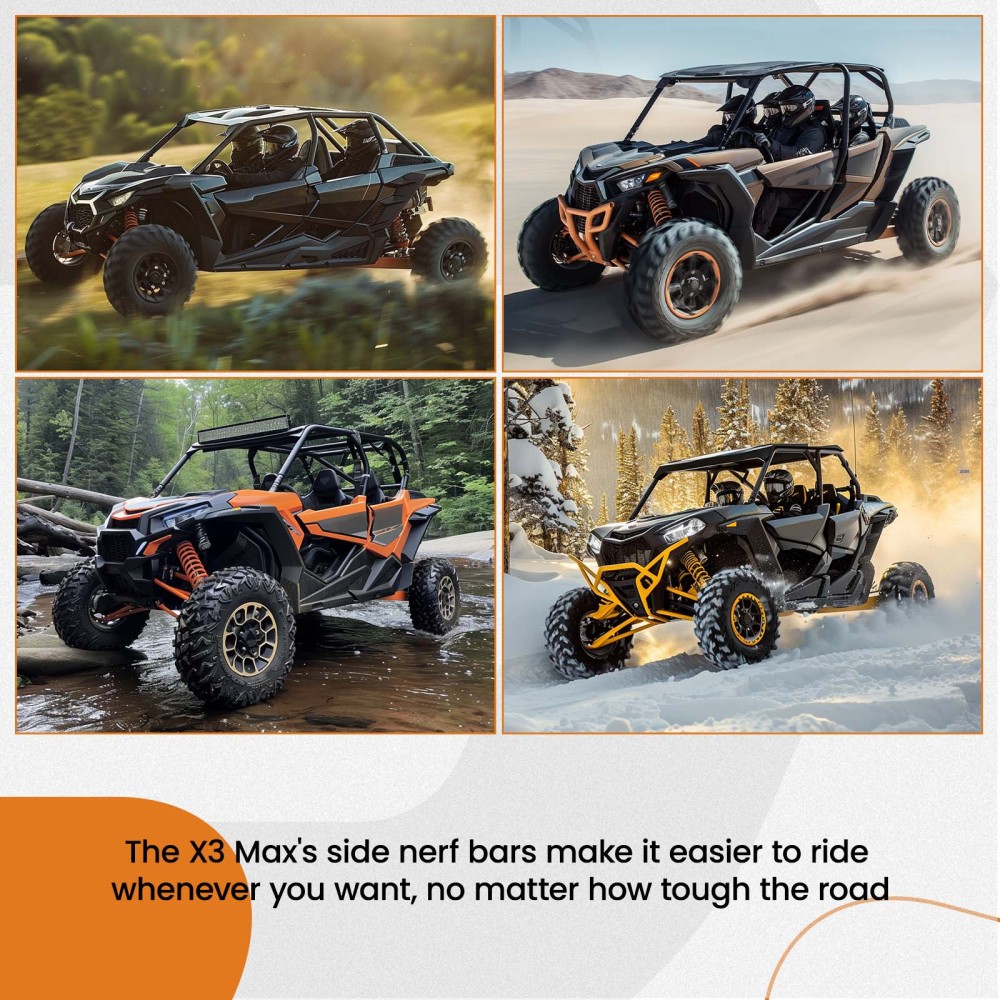 4 Seaters Nerf Bars Rock Sliders compatible for Can-Am Maverick X3 Max 2017-2023 715003730