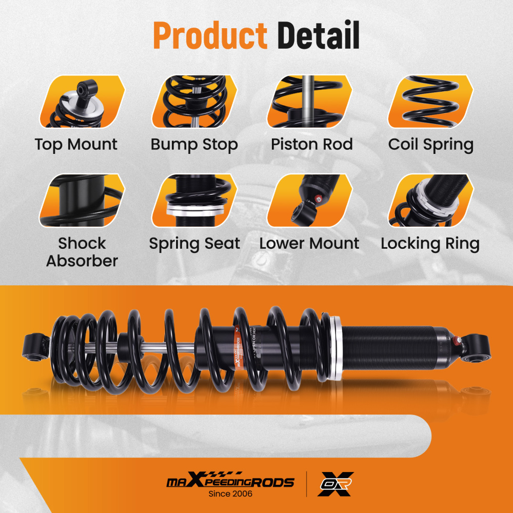 2x Front Shocks Strut Absorber Kit compatible for Can-Am Commander 1000 11-17 1000R 18-20