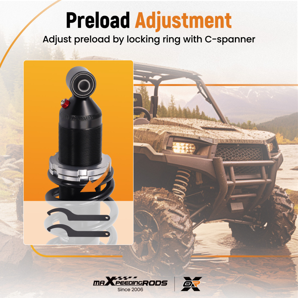 2x Rear Shocks Strut Absorber Kit compatible for Polaris Ranger 500 700 800 4X4 2006-2014