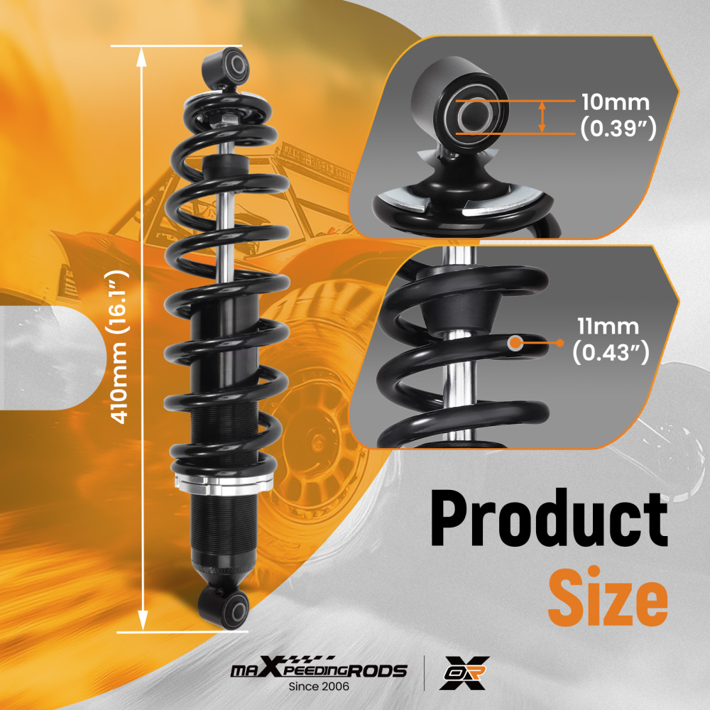 2x Rear Shocks Strut Absorber Kit compatible for Polaris Ranger 500 700 800 4X4 2006-2014