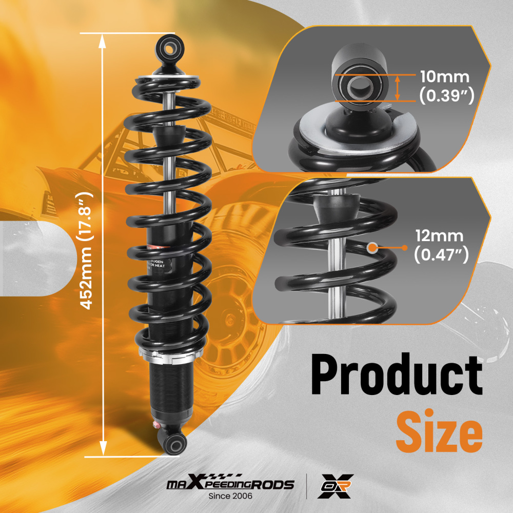 2x Front Gas Shock Strut Absorbers compatible for Polaris Ranger 500 09-10 compatible for Ranger 800 10-15