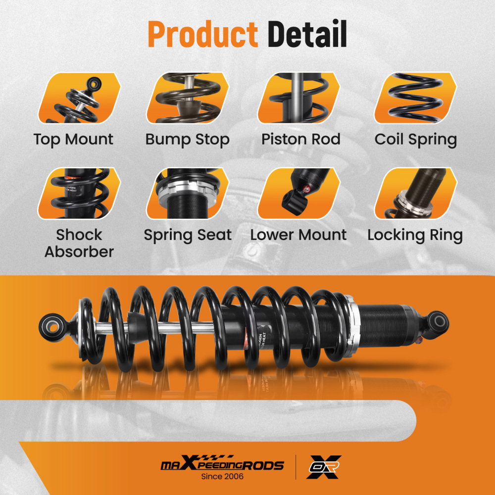 2x Front Gas Shock Strut Absorbers compatible for Polaris Ranger 500 09-10 compatible for Ranger 800 10-15