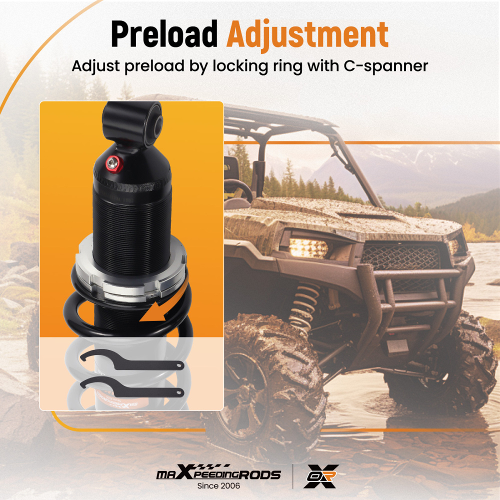 2x Rear Shocks compatible for Polaris Ranger 400 11-14 500 Crew 500 2011-2013 7043548