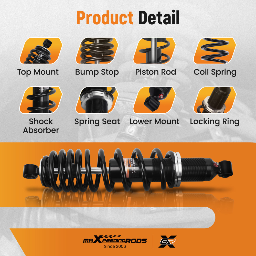 2x Rear Shocks compatible for Polaris Ranger 400 11-14 500 Crew 500 2011-2013 7043548