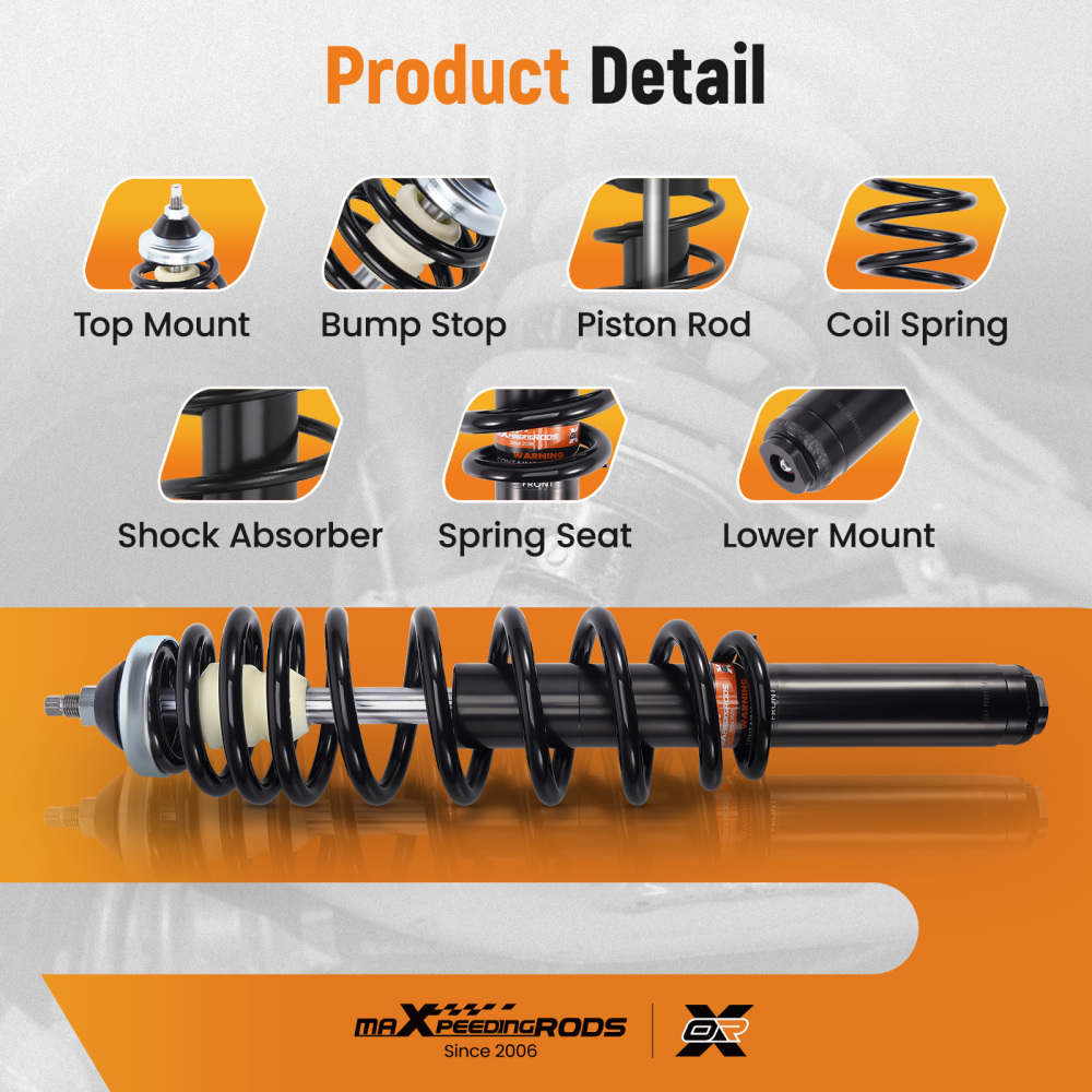 Front Coil-Over Shocks compatible for Polaris Ranger 500 2x4 4x4 2004-2005 6x6 1999