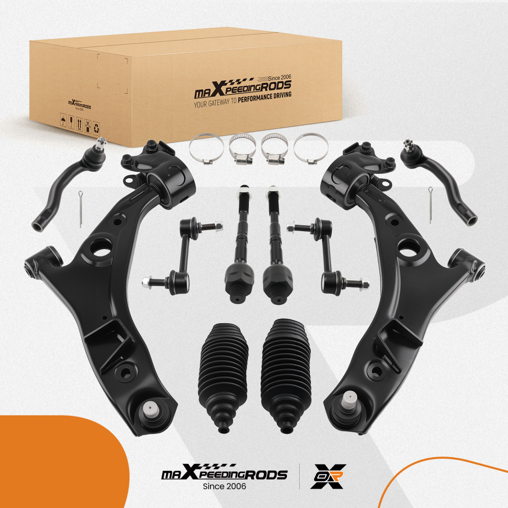 10x Front Lower Control Arms Sway Bar Tie Rods For 2007-14 compatible for Ford Edge compatible for Lincoln MKX