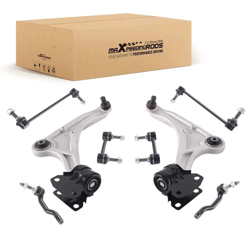 8x Front Lower Control Arms Outer Tie Rods Sway Bars for 2013-2020 compatible for Ford Fusion