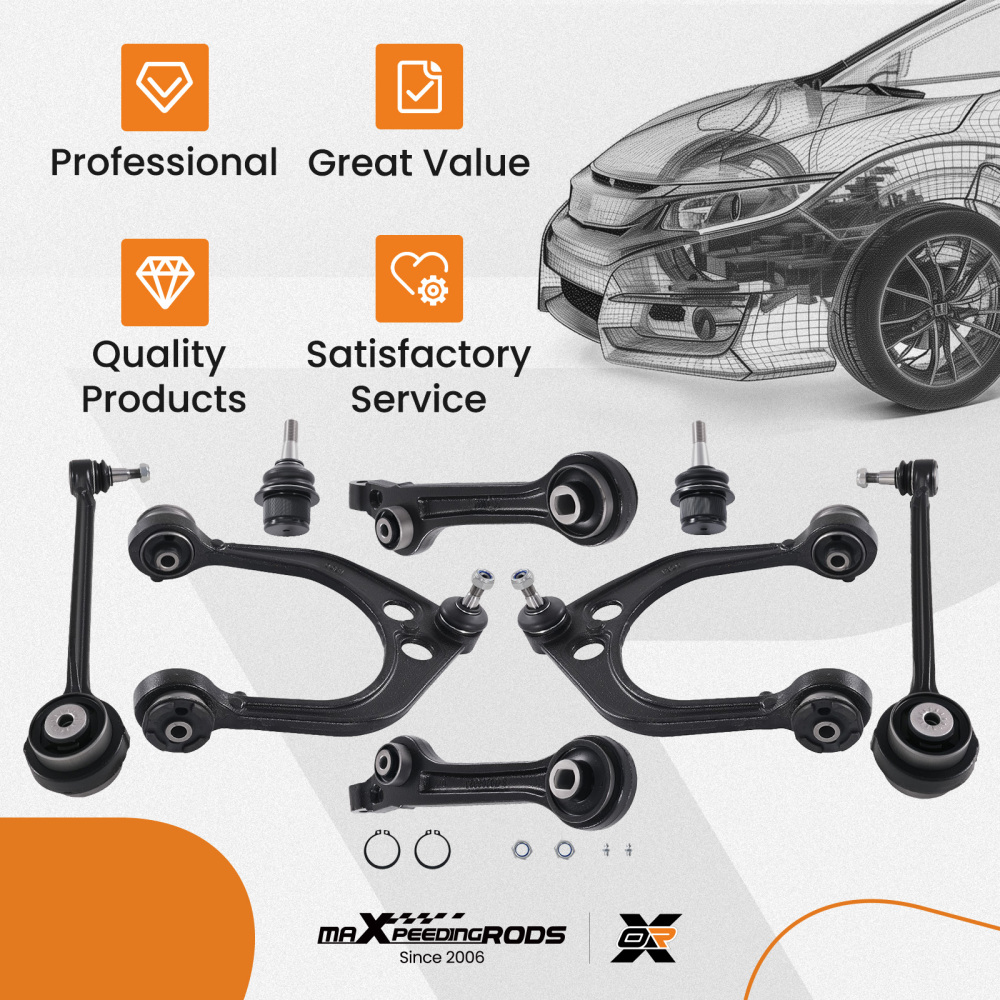 8x Front Upper Lower Control Arm w/ Ball Joint for 11-23 Charger Challenger 300