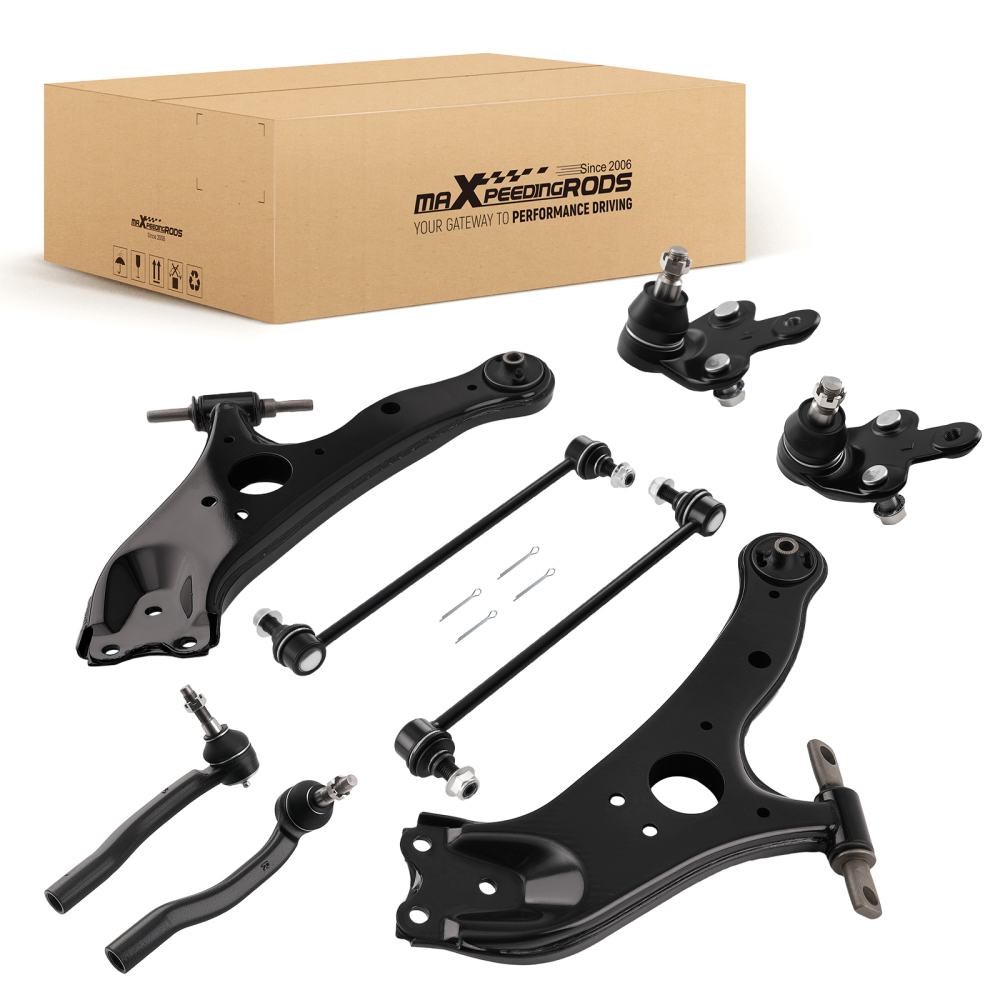 6pc Front Lower Control Arm Sway Bar Links Tie Rods for 2011-2020 compatible for Toyota Sienna