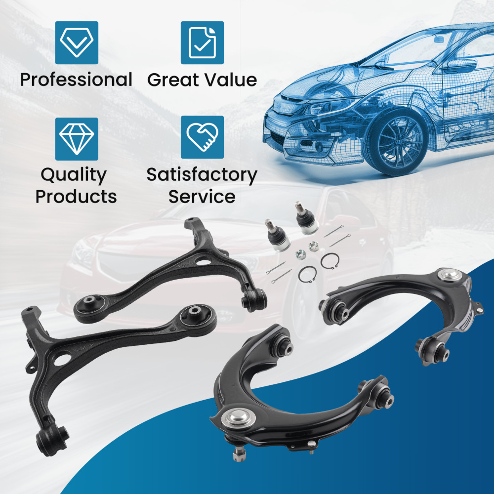 Front Upper Lower Control Arm w/Ball Joint for 2003-07 compatible for Honda Accord 2004-08 TSX