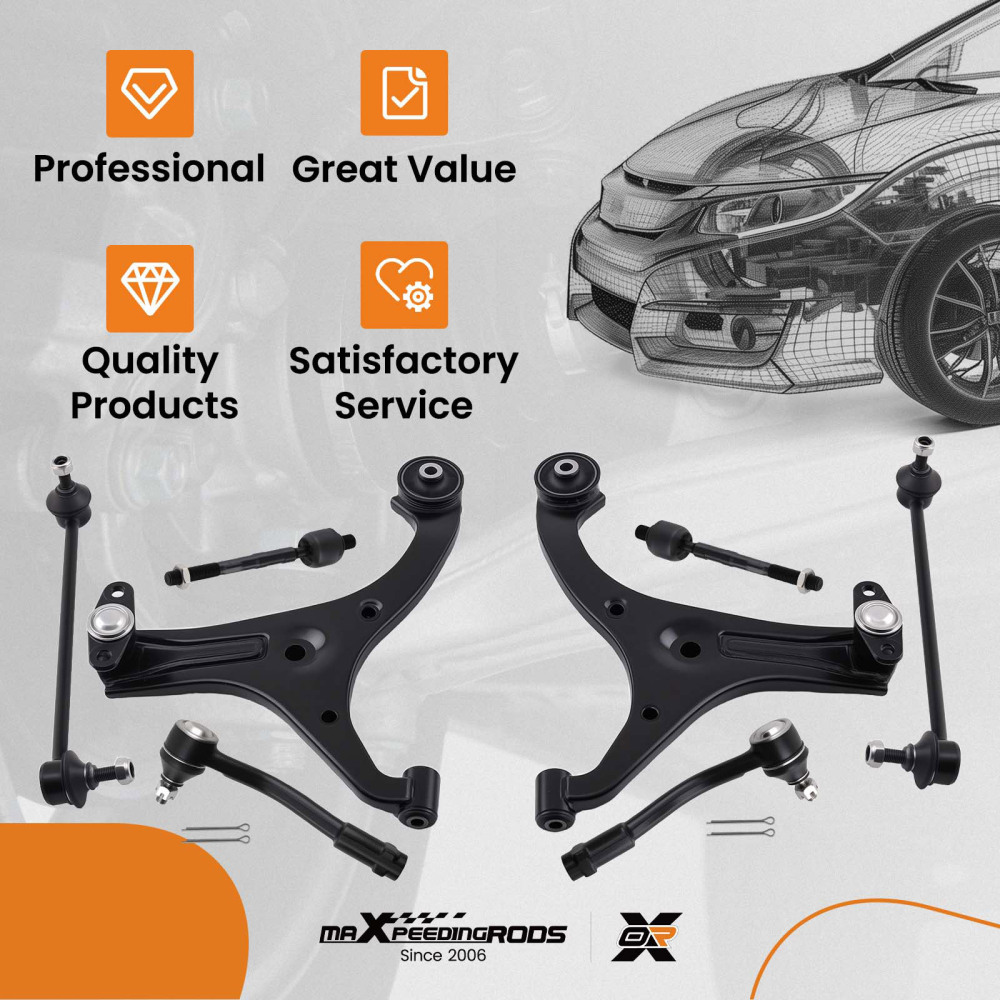 10PC Front Lower Control Arm Kit compatible for Hyundai Accent 2006-2011 517601G000