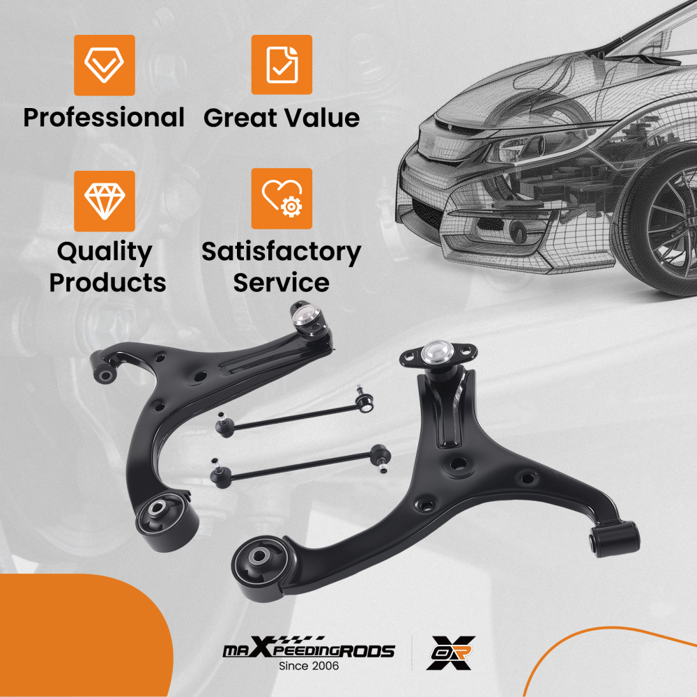 Front Lower Control Arms Ball Joints Sway Bar for 2006-11 compatible for Hyundai Accent compatible for Kia Rio