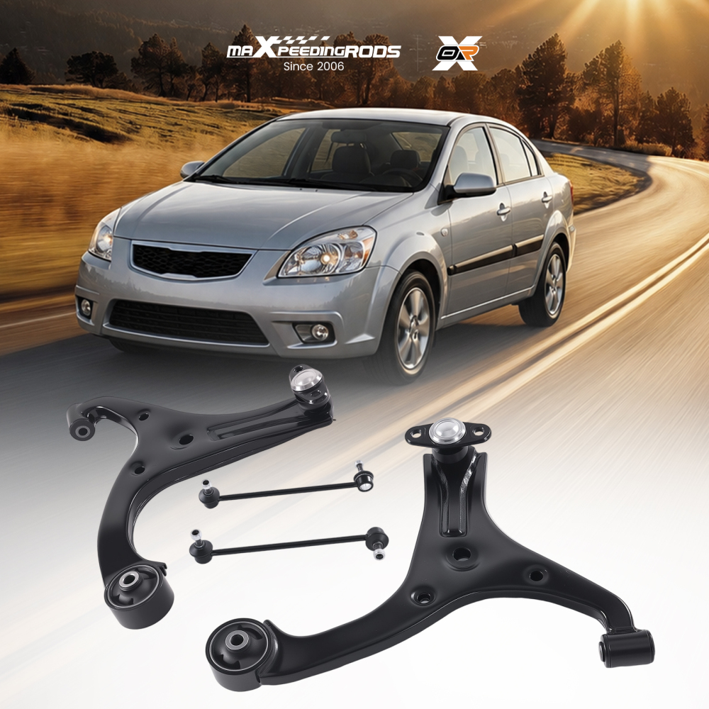 Front Lower Control Arms Ball Joints Sway Bar for 2006-11 compatible for Hyundai Accent compatible for Kia Rio