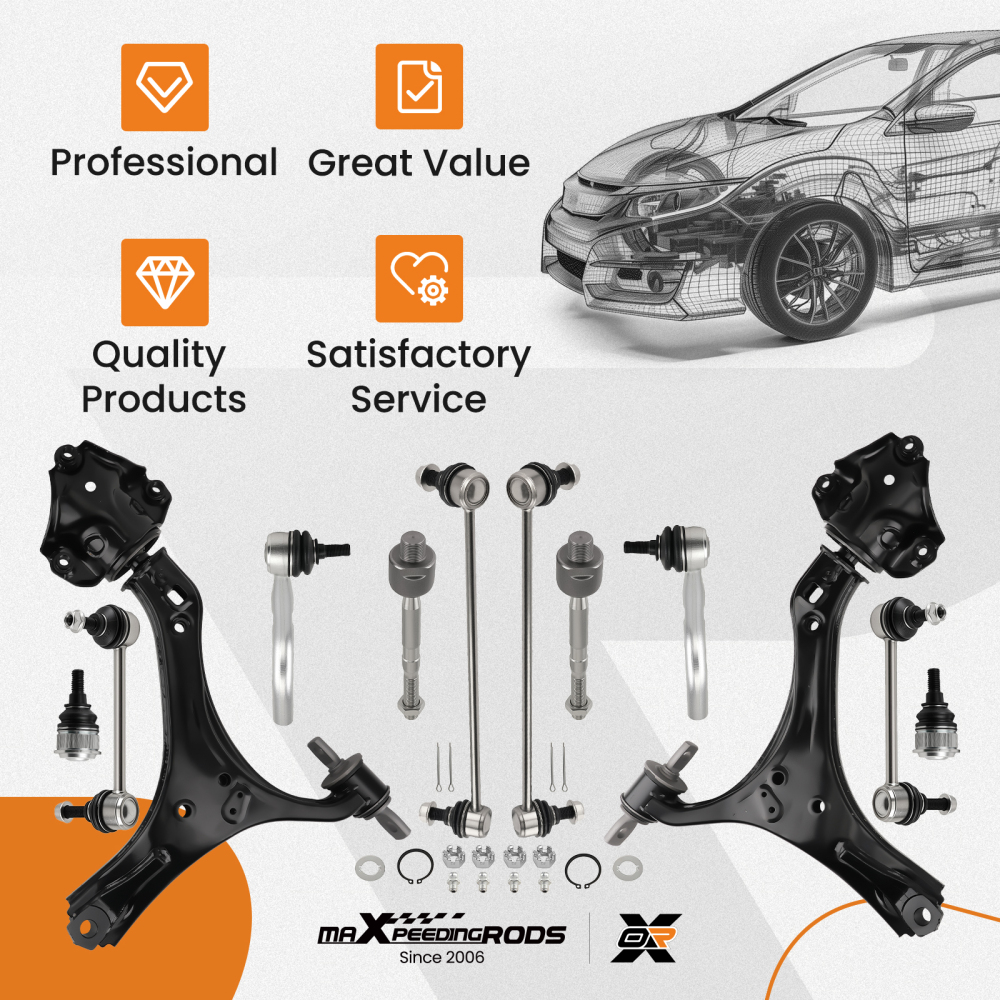 Front Lower Control Arms w/Ball Joints Suspension Kit For 2013-2017 compatible for Honda Accord