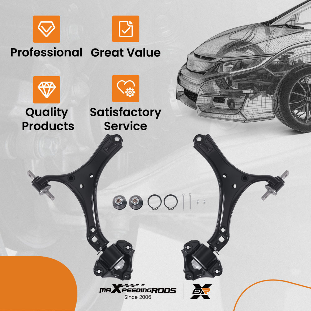 4x Front Lower Control Arms Ball Joints Set for 2013-2017 compatible for Honda Accord compatible for Acura TLX