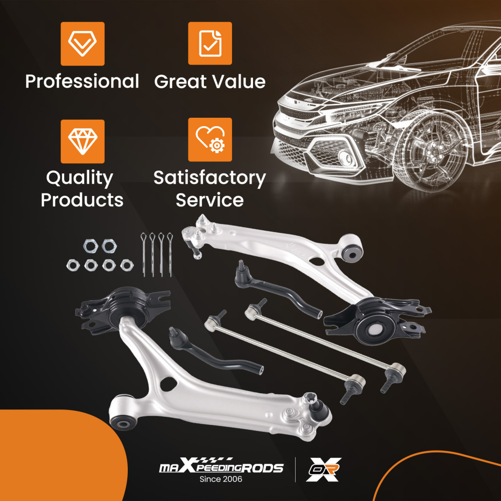 6x Front Lower Control Arms With Ball Joint Tie Rod for 2018 - 2022 compatible for Honda Accord
