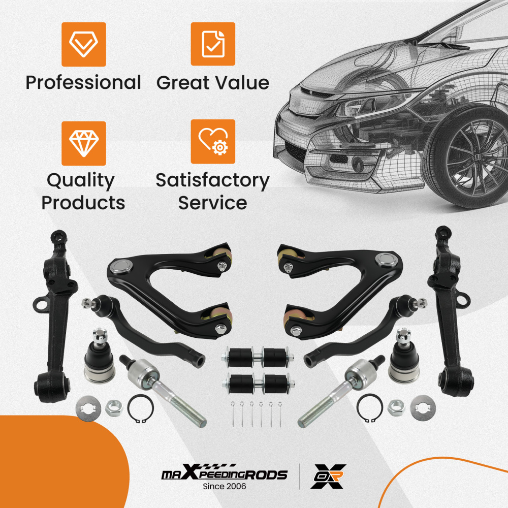 Lower Upper Suspension Control Arm Tie Rod Sway Bar for 1990 - 1993 compatible for Honda Accord