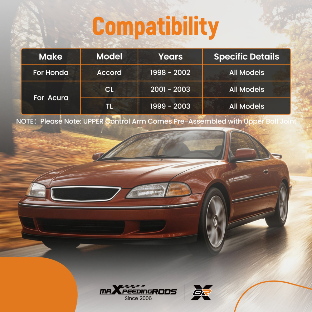 Front Upper Left Control ArmBall Joint compatible for Honda Accord compatible for Acura CL TL 1999-2003