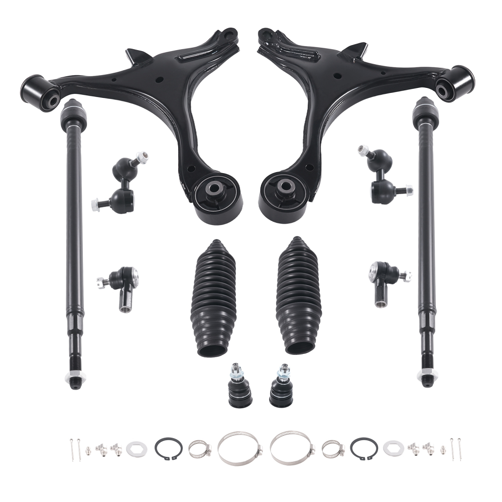 12pc Front Lower Control Arms Tie rods Sway Bars for 2001 - 2005 compatible for Acura EL Civic