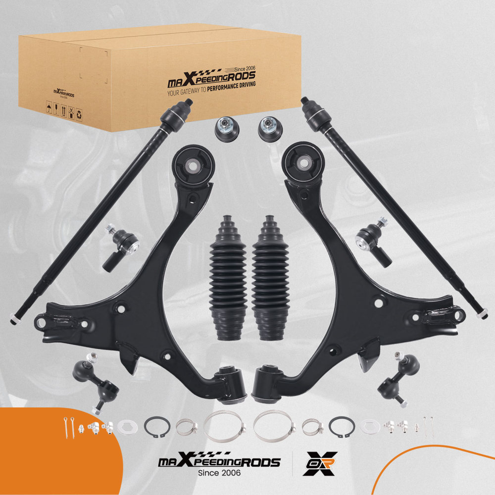 12pc Front Lower Control Arms Tie rods Sway Bars for 2001 - 2005 compatible for Acura EL Civic