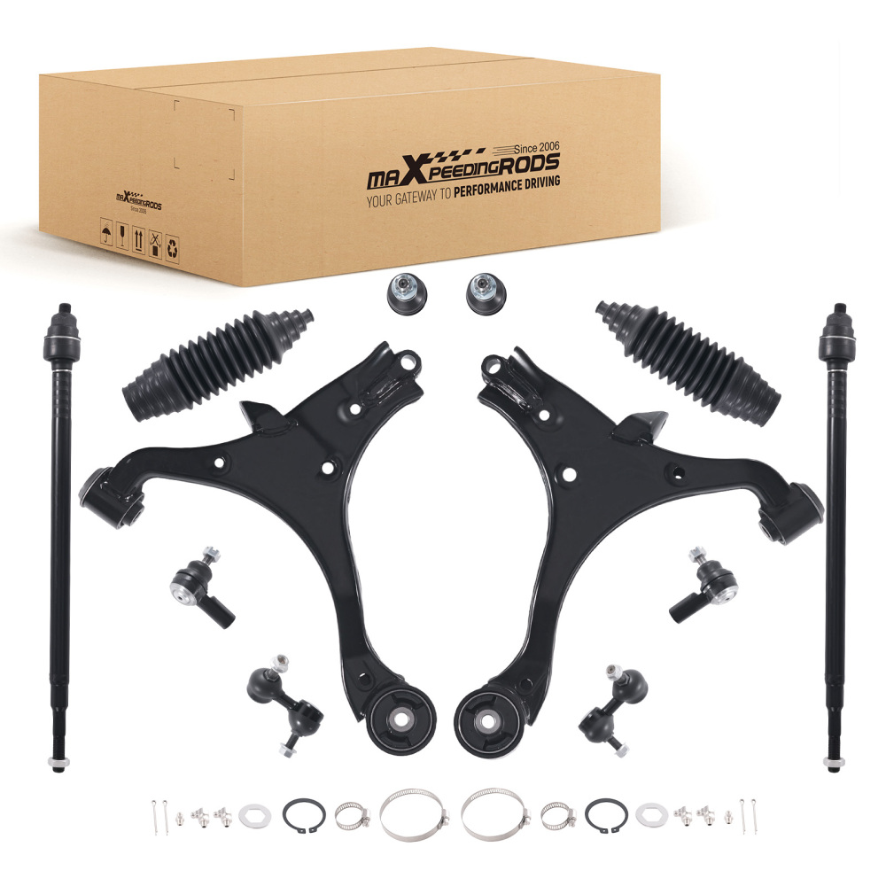12pc Front Lower Control Arms Tie rods Sway Bars for 2001 - 2005 compatible for Acura EL Civic