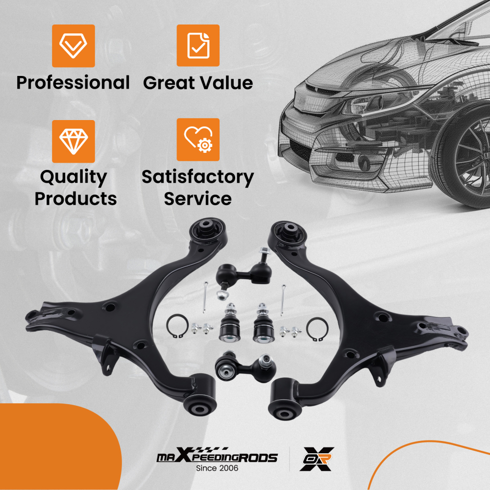 6x Front Lower Control Arms Ball Joints Sway Bars for 2001-2004 2005 compatible for Honda Civic
