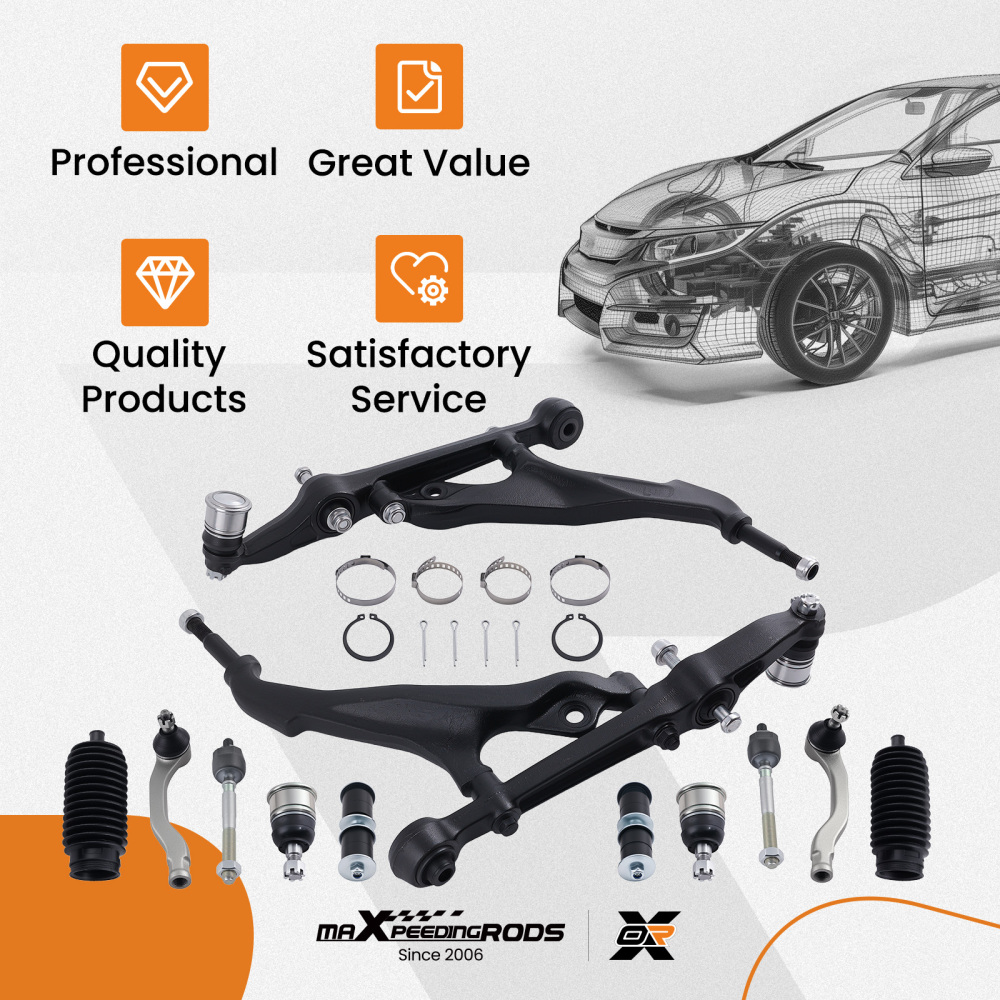 12x Front Control Arm Ball Joint Tie Rod End Kit For 1992 93 94-1995 compatible for Honda Civic