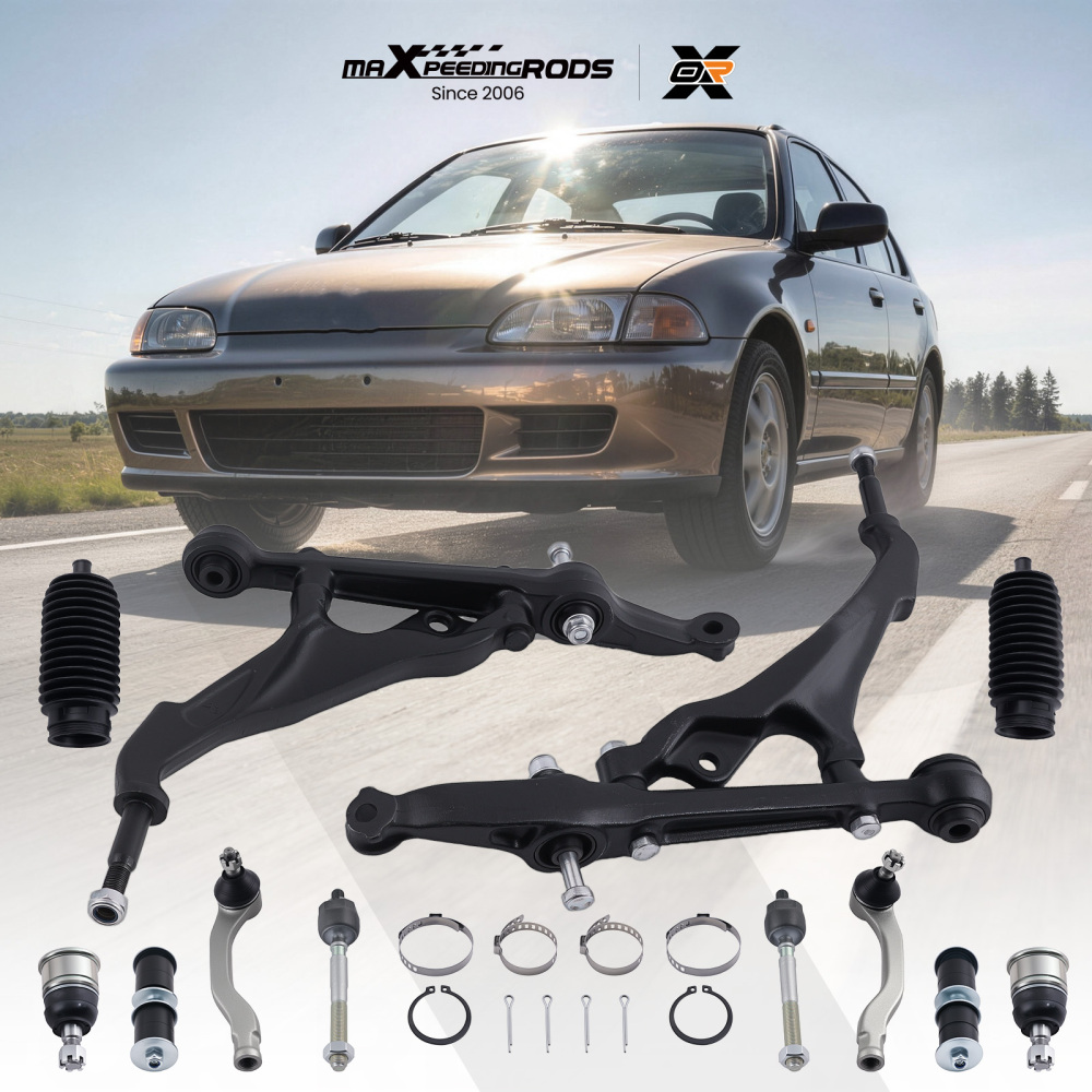 12x Front Control Arm Ball Joint Tie Rod End Kit For 1992 93 94-1995 compatible for Honda Civic
