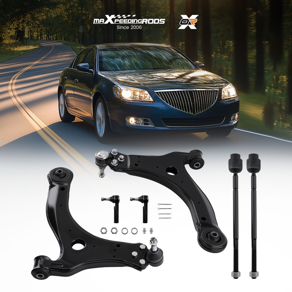 6pcs Front Lower Control Arms Tie Rods for 2005-2009 compatible for Buick Lacrosse Allure