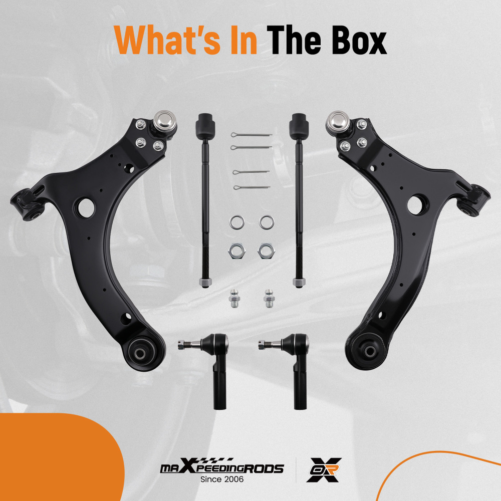 6pcs Front Lower Control Arms Tie Rods for 2005-2009 compatible for Buick Lacrosse Allure