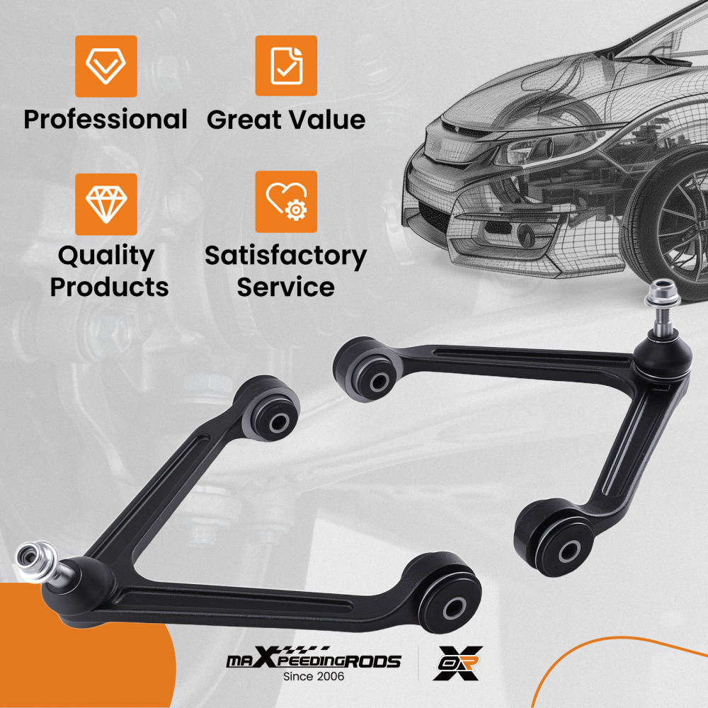 4x Front Upper Control Arms Lower Ball Joints for 2004 - 09 compatible for Dodge Durango Aspen