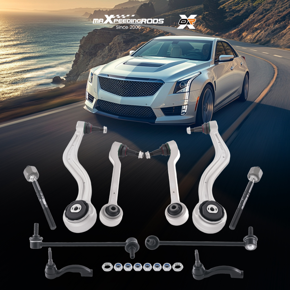 Front Lower Control Arms Tie Rods Sway Bar Links compatible for Cadillac ATS 2013-2019 RWD