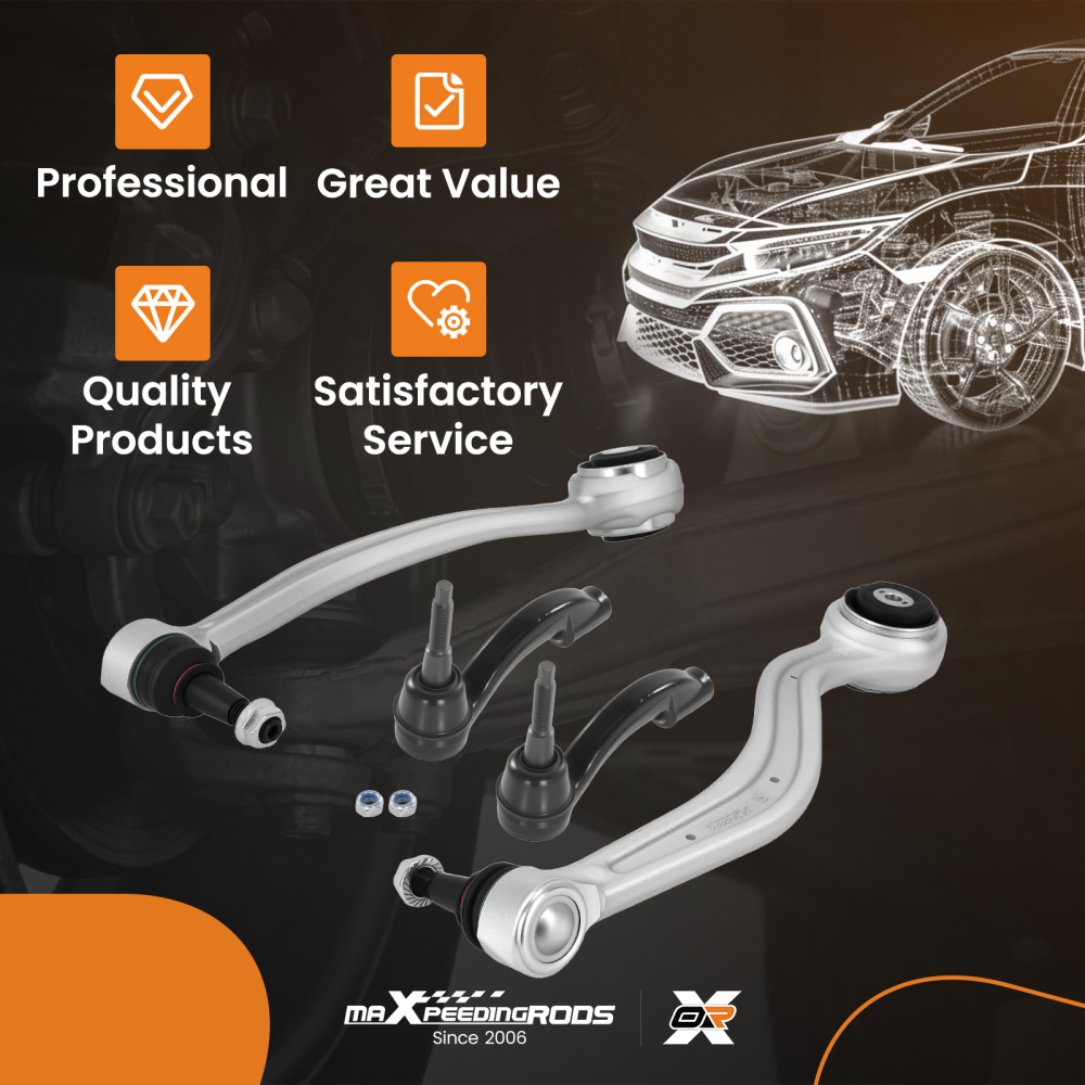 4x Front Lower Control Arms Tie Rods compatible for Cadillac ATS 2013 2014 2015 RWD