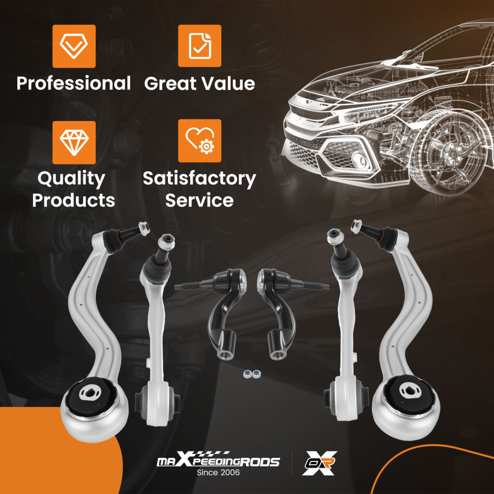 6pcs Front Lower Control Arms Tie Rods Kit compatible for Cadillac ATS 2013-2019 RWD