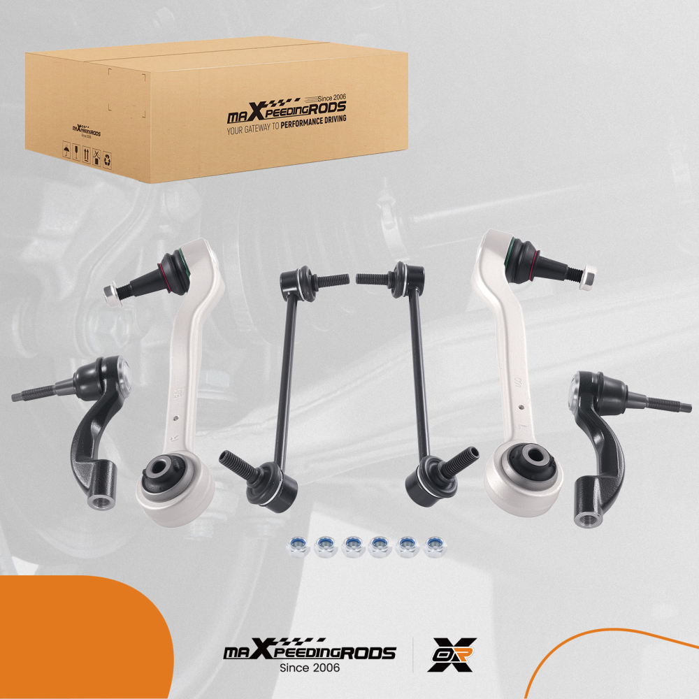 6x Front Lower Rearward Control Arms Tie Rod Kit compatible for Cadillac ATS 2013-2019 AWD