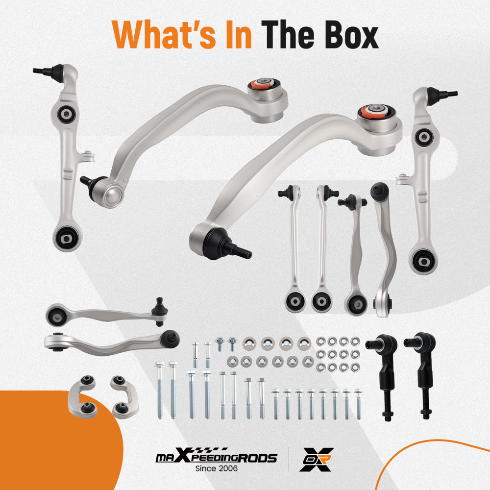 12X WISHBONE CONTROL ARM SUSPENSION SET compatible for AUDI A4 B6 B7 compatible for SEAT EXEO 3R2 3R5 16MM