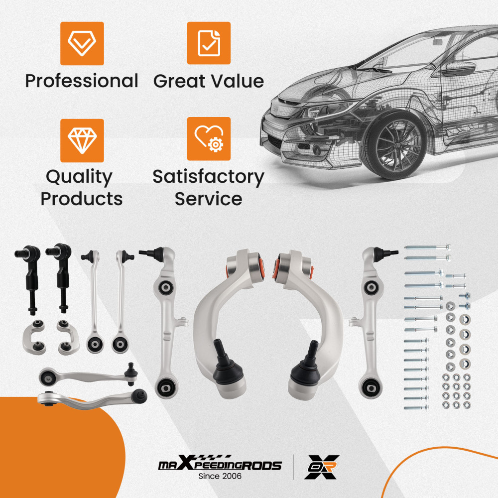 12X WISHBONE CONTROL ARM SUSPENSION SET compatible for AUDI A4 B6 B7 compatible for SEAT EXEO 3R2 3R5 16MM