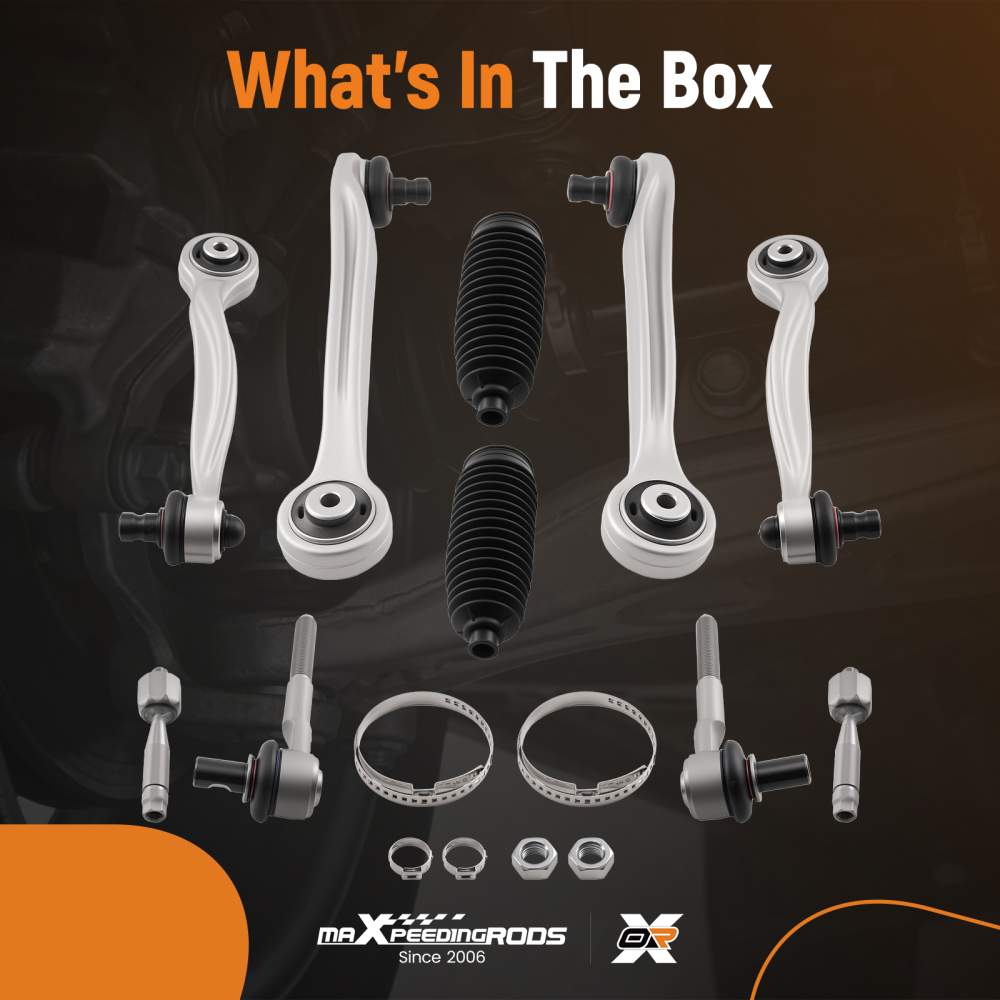 10pc Front Upper Control Arms Outer Inner Tie Rods Kit compatible for Audi A6 Quattro