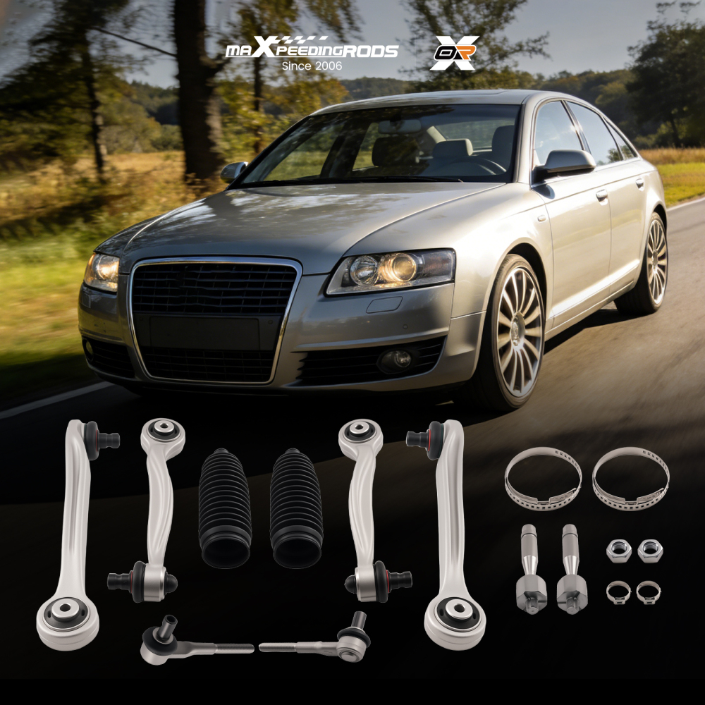 10pc Front Upper Control Arms Outer Inner Tie Rods Kit compatible for Audi A6 Quattro