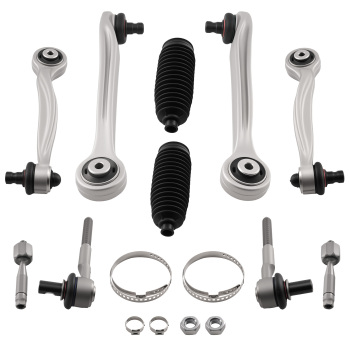 10pc Front Upper Control Arms Outer Inner Tie Rods Kit compatible for Audi A6 Quattro