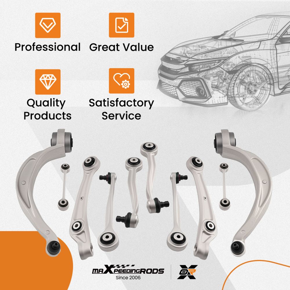 10PCS FRONT WISHBONE CONTROL ARM compatible for AUDI S5 A4 B8 A5 8K2 8K5 8T3 8TA 8K0407694N