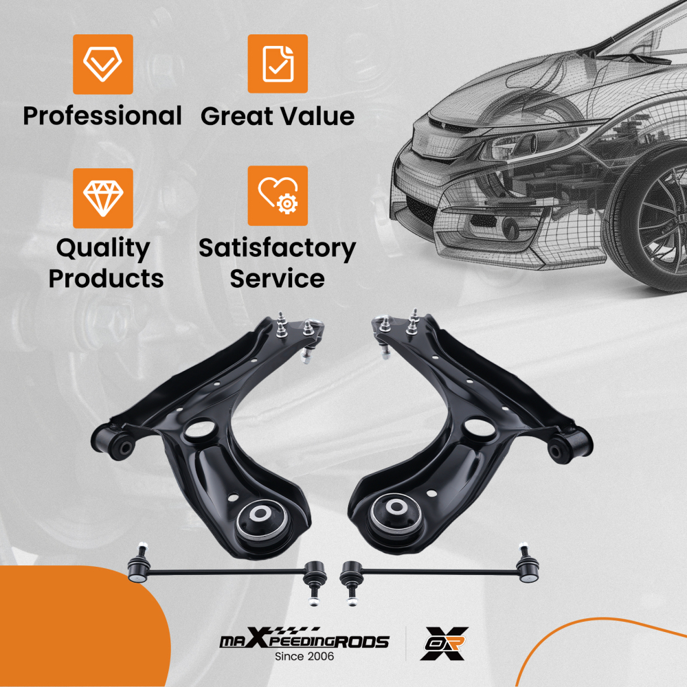 SET DI 4 BRACCI DI CONTROLLO ANTERIORI compatibile per SKODA FABIA MK3 compatibile per AUDI A1 compatibile per SEAT IBIZA compatibile per VW