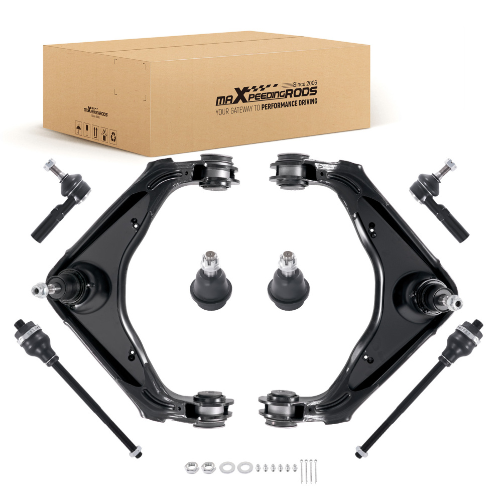 Front Upper Control Arms Tie Rods for 2001-2009 2010 compatible for Chevy Silverado 2500 HD